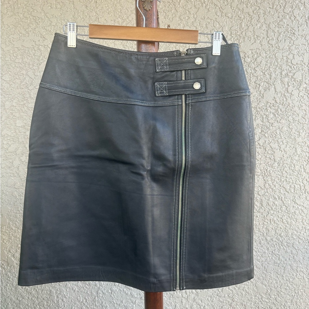 Bernardo Black Leather Skirt